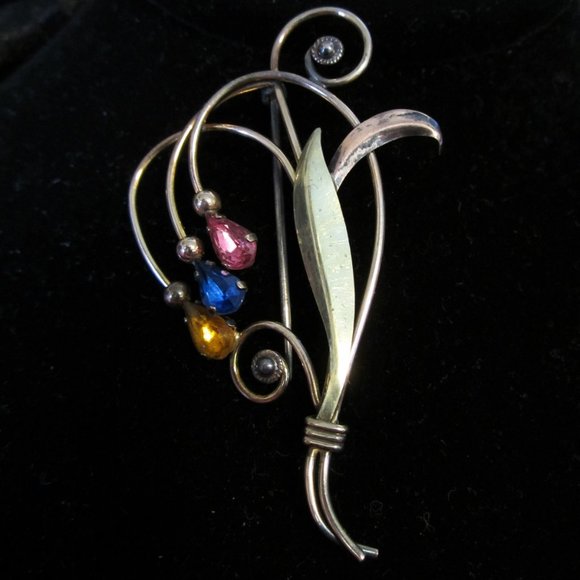 V. Dell Jewelry - Vintage designer Brooch Sterling w/ Gold Overlay